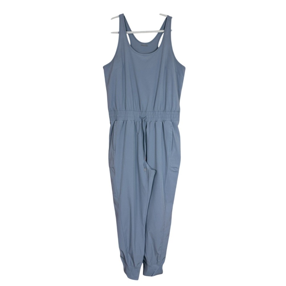 Calia by Carrie Underwood Blue Gray Pearl Cargo Jumpsuit Size Large L